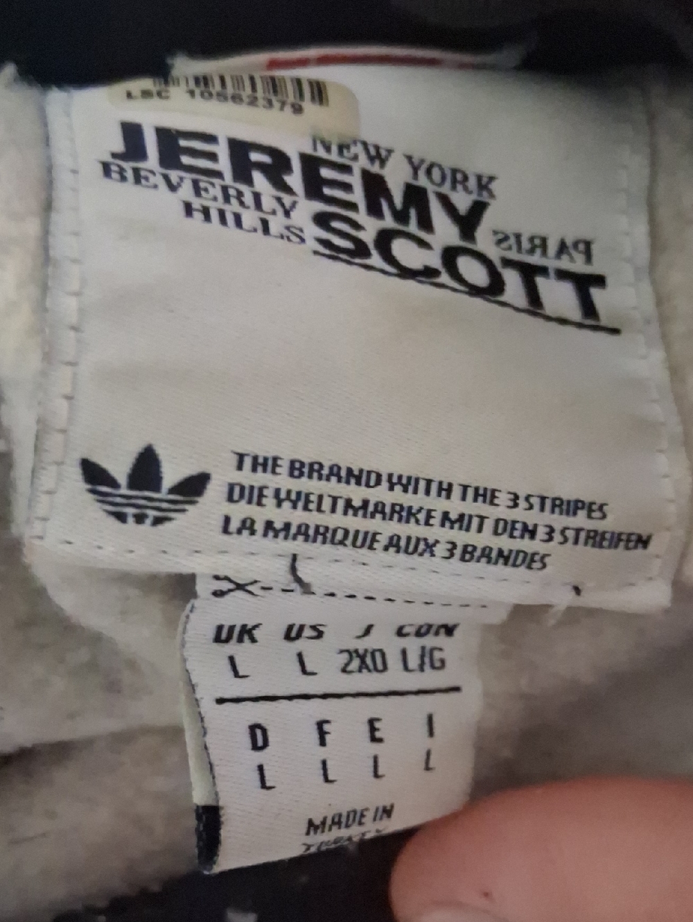 adidas Jeremy Scott White and Black Logo Label Sweatshirt - Picture 2 of 3